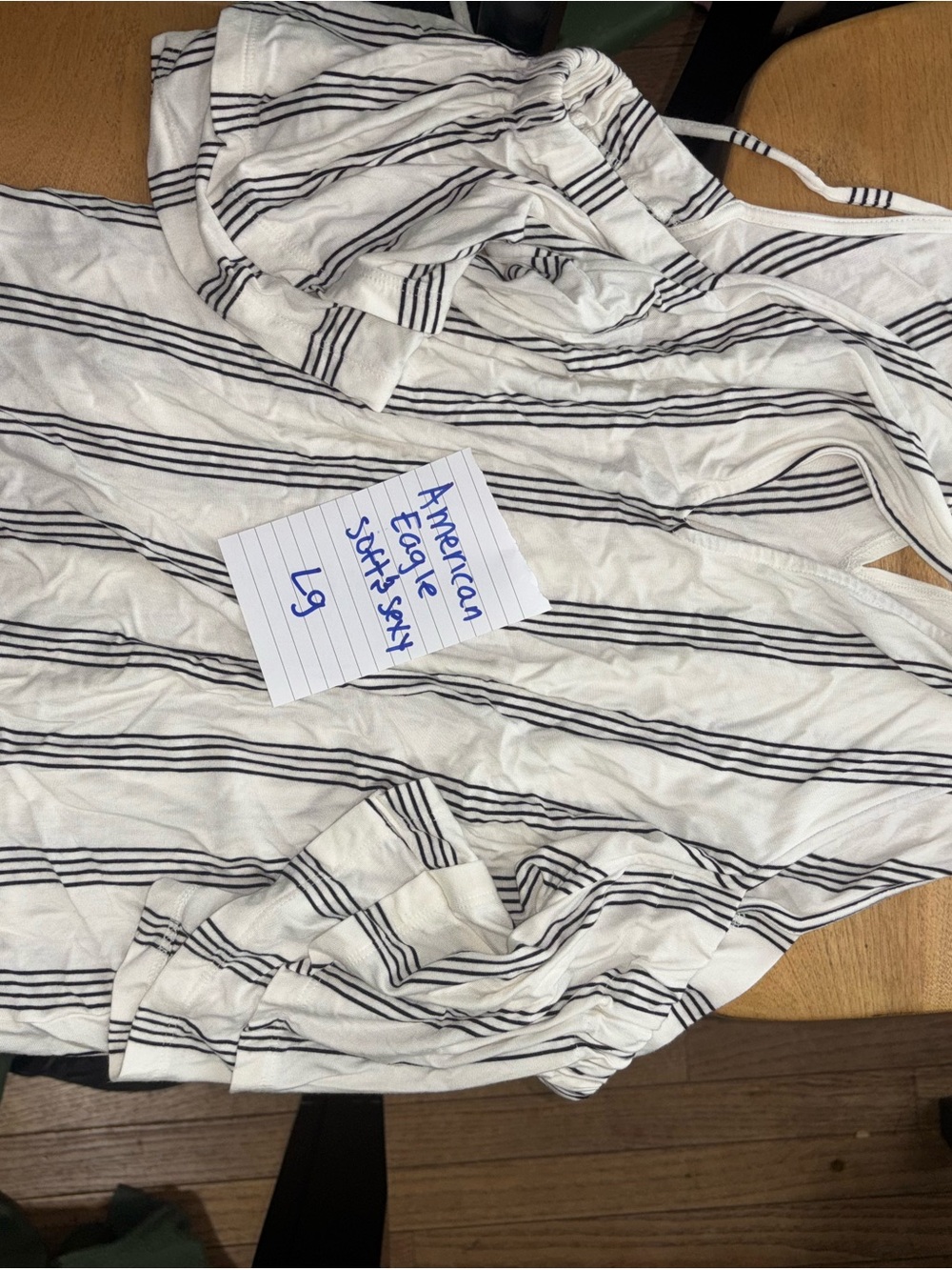 American Eagle Outfitters White Tee with Black Horizontal Stripes